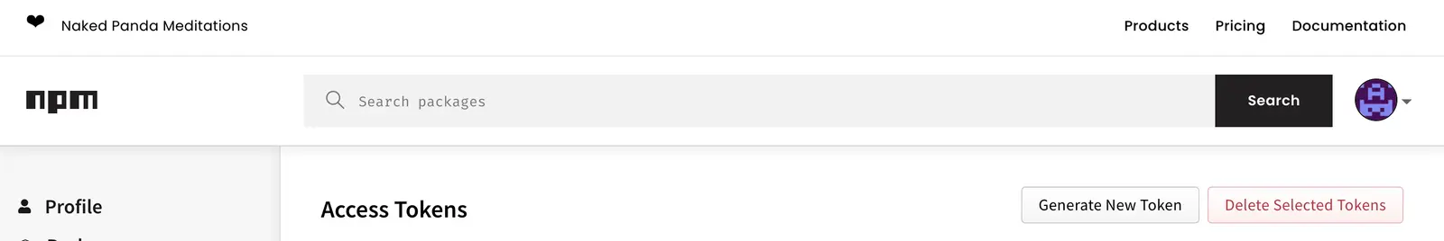 Npm access token